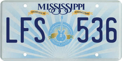 MS license plate LFS536