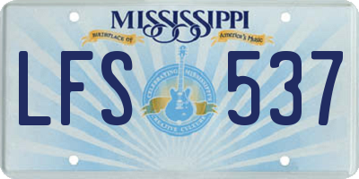 MS license plate LFS537