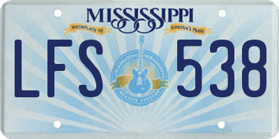 MS license plate LFS538