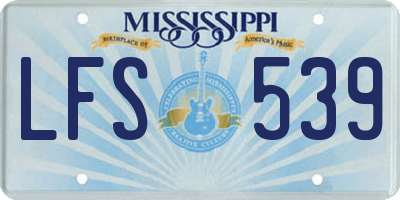 MS license plate LFS539