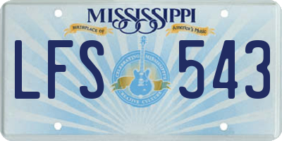 MS license plate LFS543
