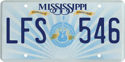MS license plate LFS546