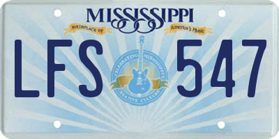 MS license plate LFS547