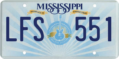 MS license plate LFS551
