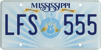MS license plate LFS555