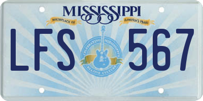 MS license plate LFS567