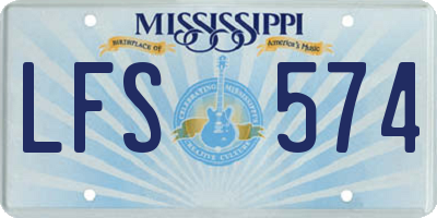 MS license plate LFS574
