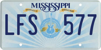 MS license plate LFS577