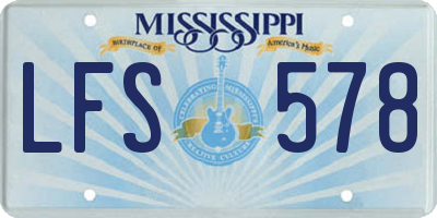 MS license plate LFS578