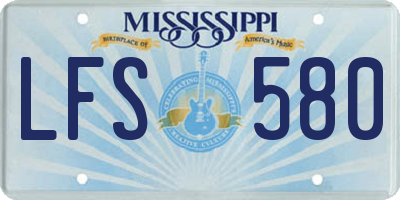 MS license plate LFS580