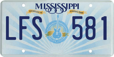 MS license plate LFS581