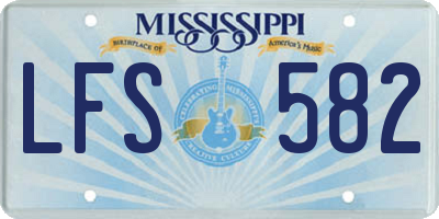 MS license plate LFS582