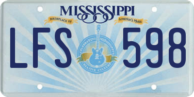 MS license plate LFS598
