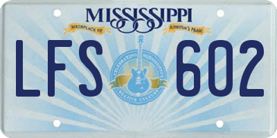 MS license plate LFS602