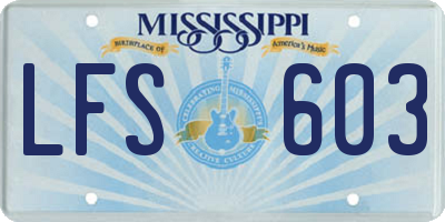 MS license plate LFS603