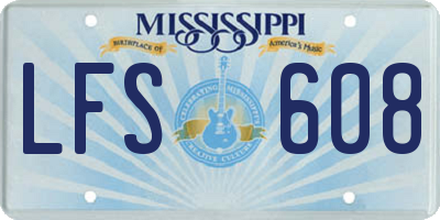 MS license plate LFS608