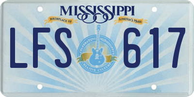 MS license plate LFS617