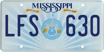 MS license plate LFS630