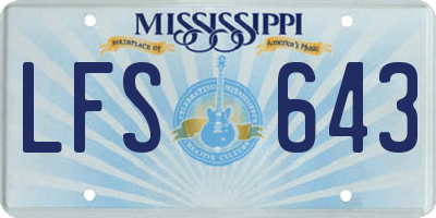 MS license plate LFS643