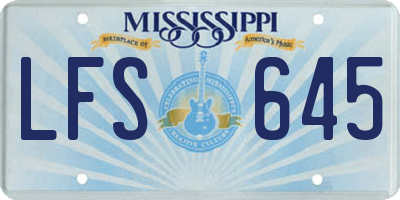 MS license plate LFS645