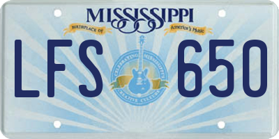 MS license plate LFS650
