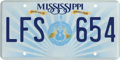 MS license plate LFS654