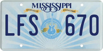 MS license plate LFS670