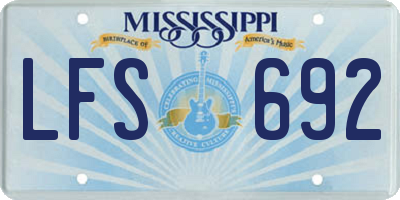 MS license plate LFS692