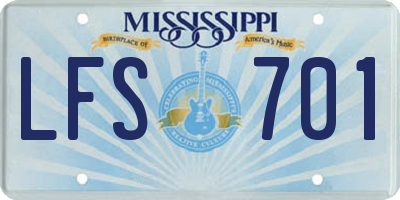 MS license plate LFS701