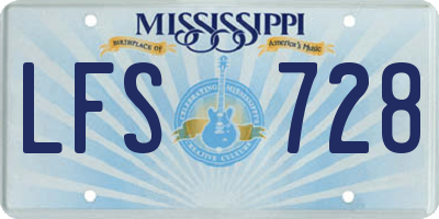 MS license plate LFS728
