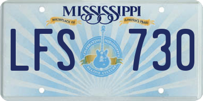 MS license plate LFS730