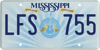 MS license plate LFS755