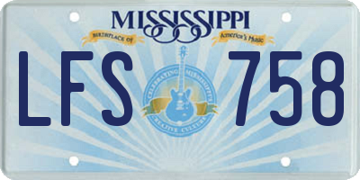 MS license plate LFS758