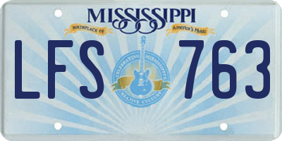 MS license plate LFS763