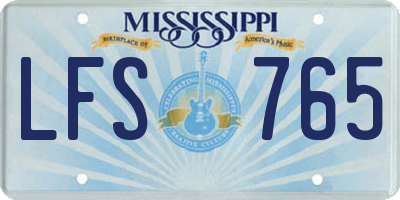 MS license plate LFS765