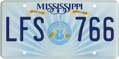 MS license plate LFS766