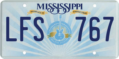 MS license plate LFS767