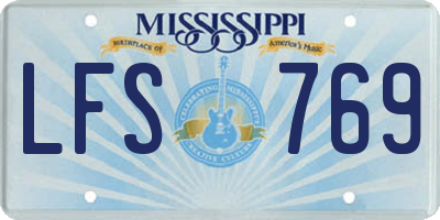 MS license plate LFS769