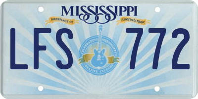 MS license plate LFS772