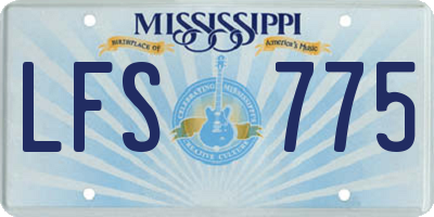 MS license plate LFS775