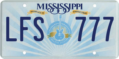 MS license plate LFS777