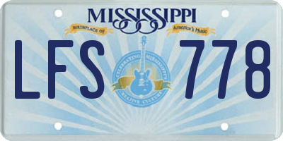 MS license plate LFS778