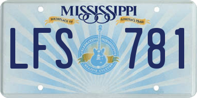 MS license plate LFS781