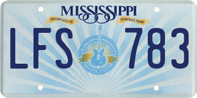 MS license plate LFS783