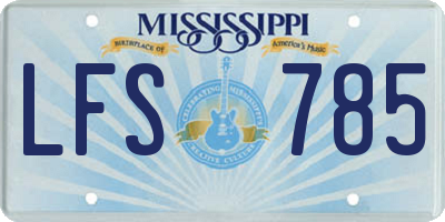 MS license plate LFS785