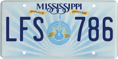 MS license plate LFS786