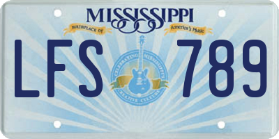 MS license plate LFS789