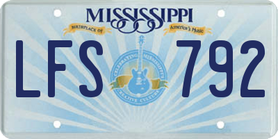 MS license plate LFS792