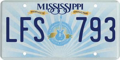 MS license plate LFS793