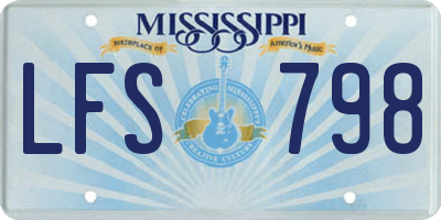 MS license plate LFS798